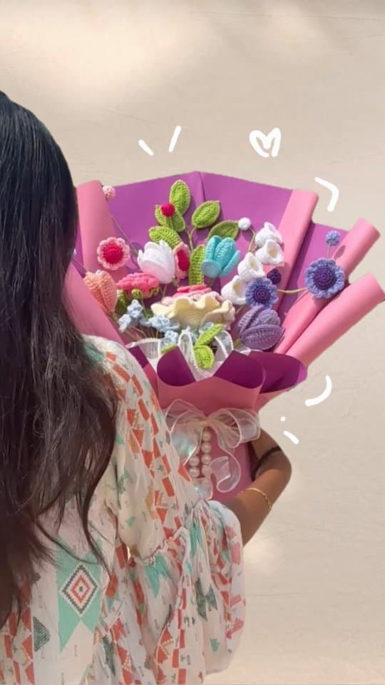 Handmade crochet bouquet used in the Scrunchet prototype